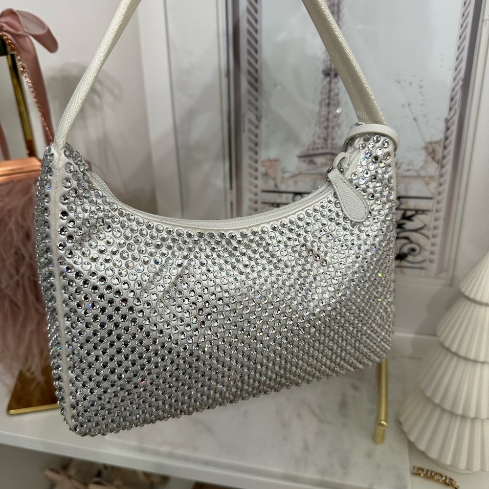 Prada Re-Edition Satin Bag With Crystals White - Picture 3 of 6